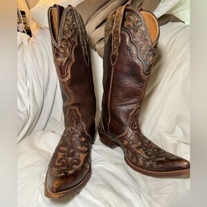 ARIAT Womens PRESIDIO Brown Die-Cut Leather Western Boots 10008751